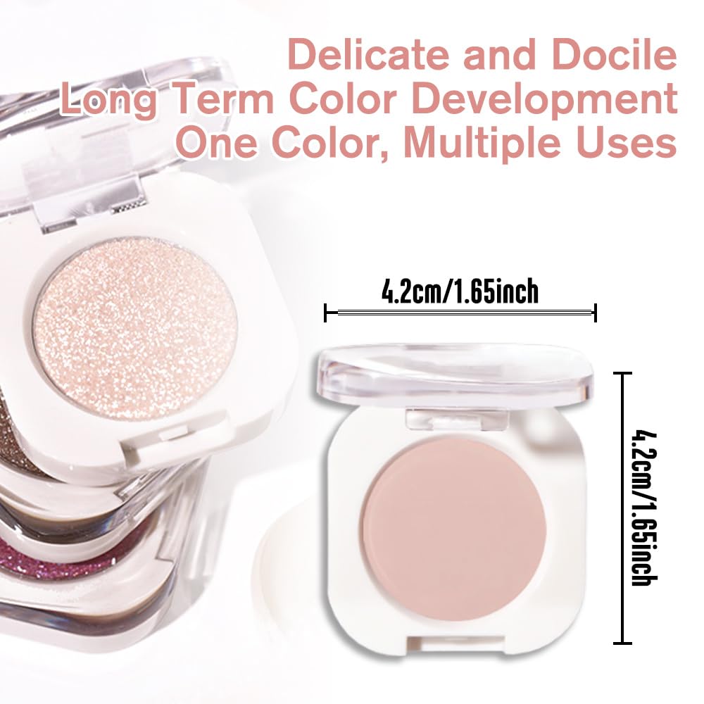 Nude Pink Matte Eyeshadow Palette for Women, Single Monochrome Eye Shadow Makeup, Shiny Pressed Powder, Blendable Natural sombras para ojos, Holographic,Vegan,Travel -19