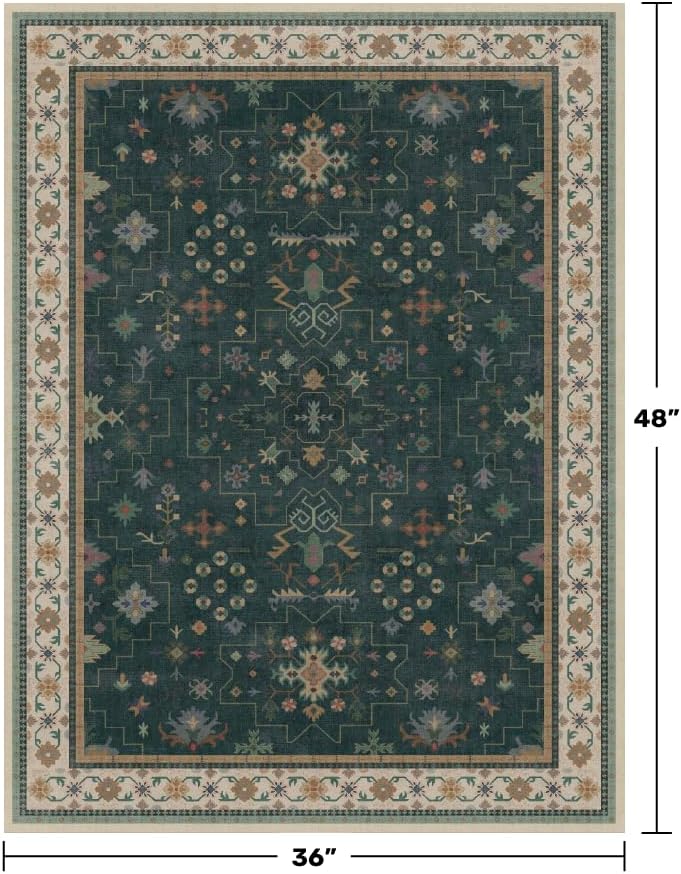 Dark Green Oushak 3x4 Large Entryway Rug - Image 2