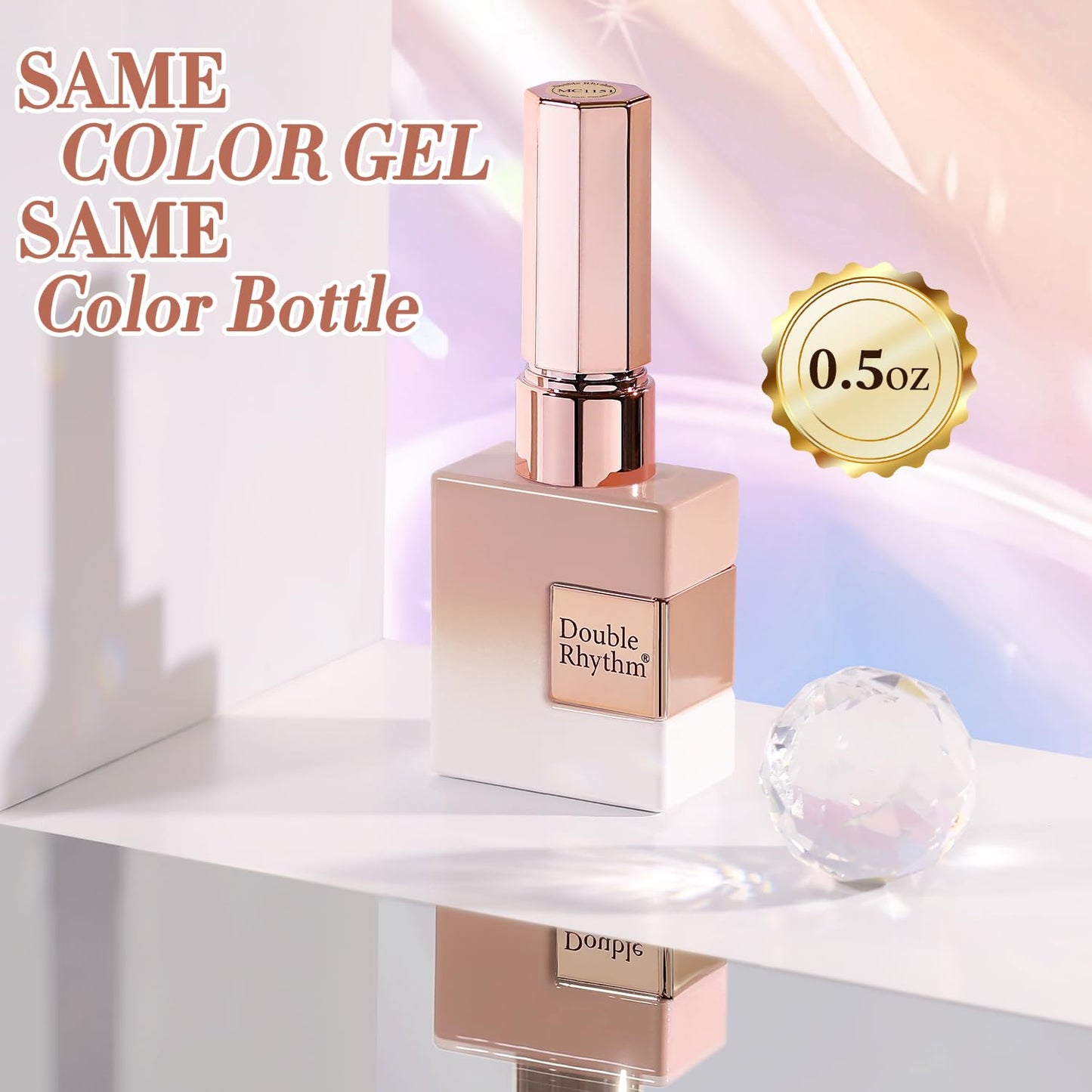 Double Rhythm 0.5 Oz Cat Eye Gel Polish with Magnet Same Color Same Bottle Holographic Glitter Shimmer Translucent Color Salon 15 ML Magnetic Nail Art (Apricot Peach-MC1151)