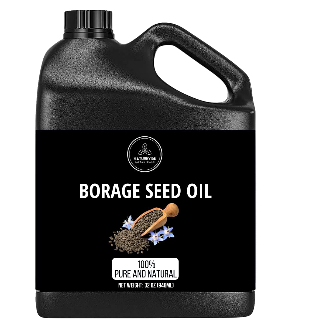 Naturevibe Botanicals Borage Oil 32 Ounces | 100% Pure and Natural | Great for Skin Care and Hair Care