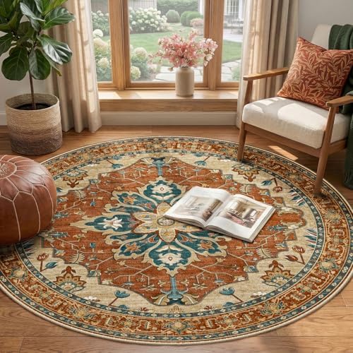 RELEANY Washable Area Rug, Round 4ft - Image 2