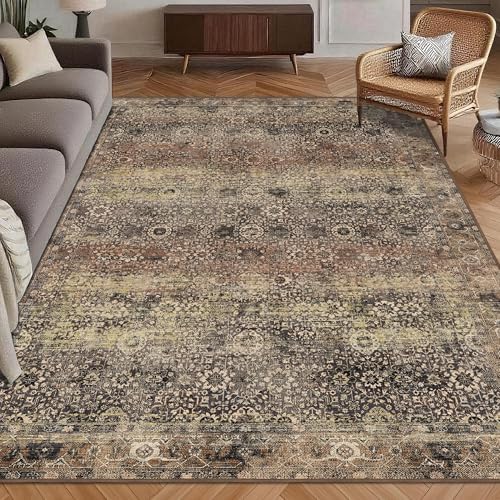 Washable Area Rug 3' x 5 ' Vintage Traditional Persian Mat by Unknown