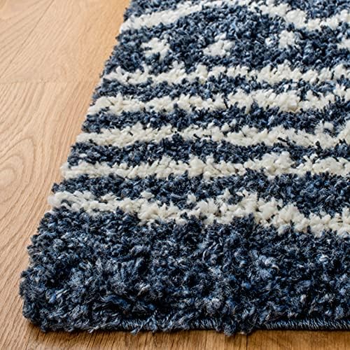 SAFAVIEH Arizona Shag Rug 9'x12', Soft Plush Slate Blue & Ivory ASG741L - Image 4