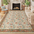 DUKINO 9x12 Area Rug for Living Room, Vintage Floral Washable Rug by DUKINO