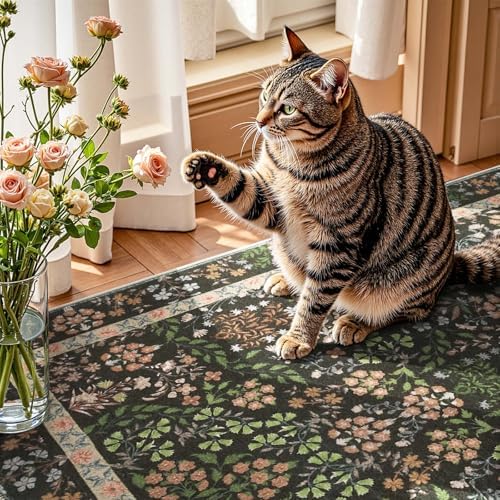 jinchan 3x8 Washable Hallway Runner Rug, Floral Non-Slip - Image 4