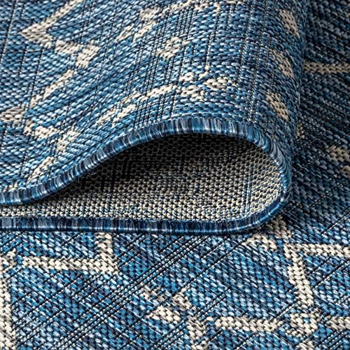 JONATHAN Y Moroccan Geometric Indoor Outdoor Area Rug 6X9 Navy/Light Gray - Image 6