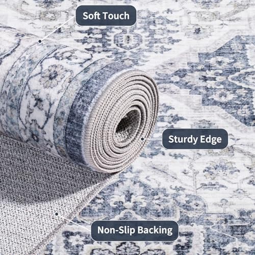 UKISS Washable Runner Rug ，2x6 Non-Slip Soft Boho Vintage Hallway Runner Rugs， - Image 5