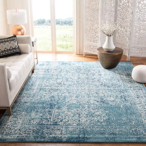 SAFAVIEH Evoke Area Rug 9x12, Large Blue & Ivory EVK256C by Unknown