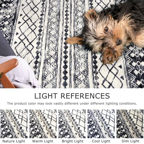 KUTA Moroccan Boho Geometric Washable Runner Rug 2.6x10 Black Navy Blue - Image 5