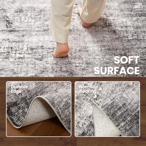 6x9 Black Gray Washable Area Rug - Image 4