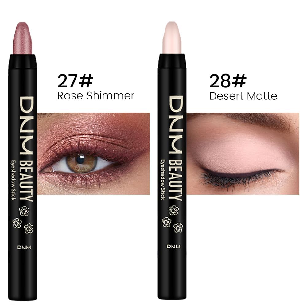 evpct 2Pcs Cream Eyeshadow Sticks Set for Eyes Waterproof, Sand Rose Shimmer Desert Matte Eye shadow Stick Pencil Pen Bulk sombras en crema para ojos 27+28