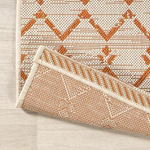 JONATHAN Y Moroccan Geometric Indoor Outdoor Area Rug 4X6 Cream/Orange - Image 5