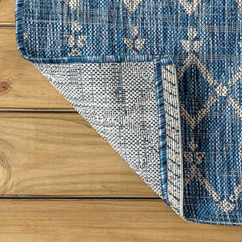 JONATHAN Y Moroccan Geometric Indoor Outdoor Area Rug 9X12 Navy/Light Gray - Image 5
