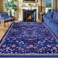 PLHXFR Area Rug 10x14 Living Room: Floral Washable Boho Soft Carpet Blue by PLHXFRSoftAreaRugs
