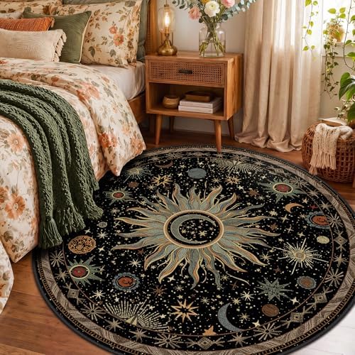 Vacuum-Friendly, Round 4ft Washable Area Rug - Image 2