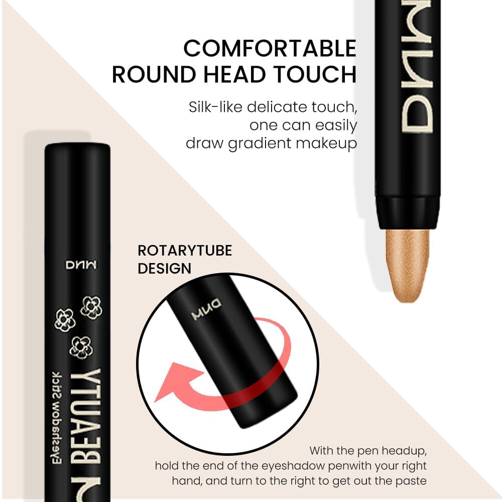 evpct 2Pcs Cream Eyeshadow Sticks Set for Eyes Light Khaki & Desert Gold Shimmer Eye Crayon Shadow Brightener Stick Pencil Pen Bulk sombras en crema para ojos 04+06
