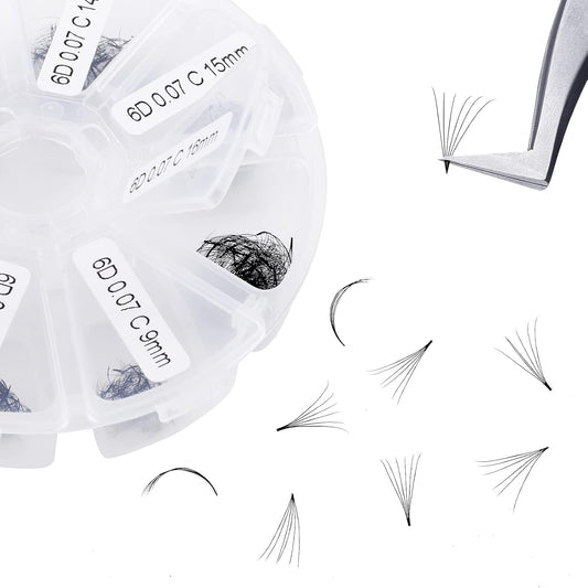 Pre-made Fans Eyelash Extension 500+6D Loose Volume Fans D Curl Premade Volume Fans 9-16mm