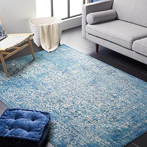 SAFAVIEH Evoke Area Rug 9x12, Large Blue & Ivory EVK256C - Image 4