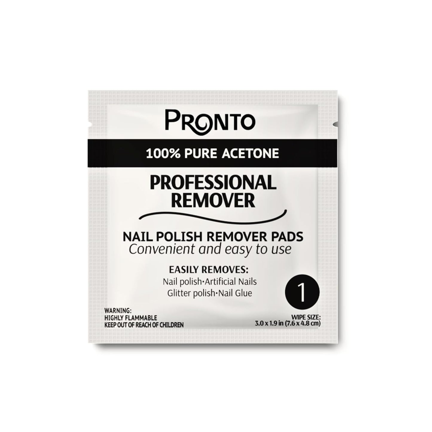 Pronto Pure Acetone Nail Polish Remover Pads, Individual 100 Pcs Nail Soak Off Pads for Gel Nail Polish, Nail Polish Remover Wipes for Quick Professional Nail Polish Removal Nail Pad For Salon & Home