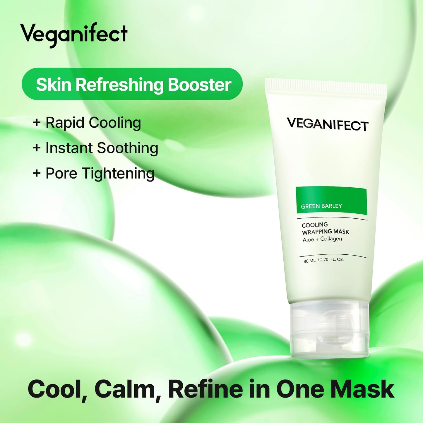 Aloe Cica Wrapping Peel Off Facial Mask with Jelly Brush, For Skin Refreshing, Instant Cooling, Soothing, Pore Tightening, Korean Skincare, 2.73 Fl Oz