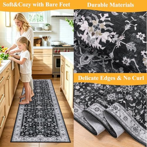 HEBE Hallway Runner Rug 2'x8', Washable Non Slip Kitchen Rug Runner - Image 5