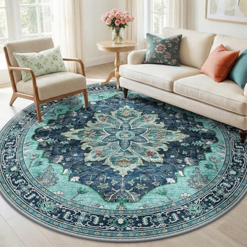 RELEANY Washable Area Rug, Round 6ft by RELEANY