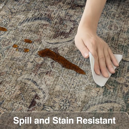 FMFUNCTEX 8x10 Washable Brown Multi Vintage Soft Area Rug - Image 6