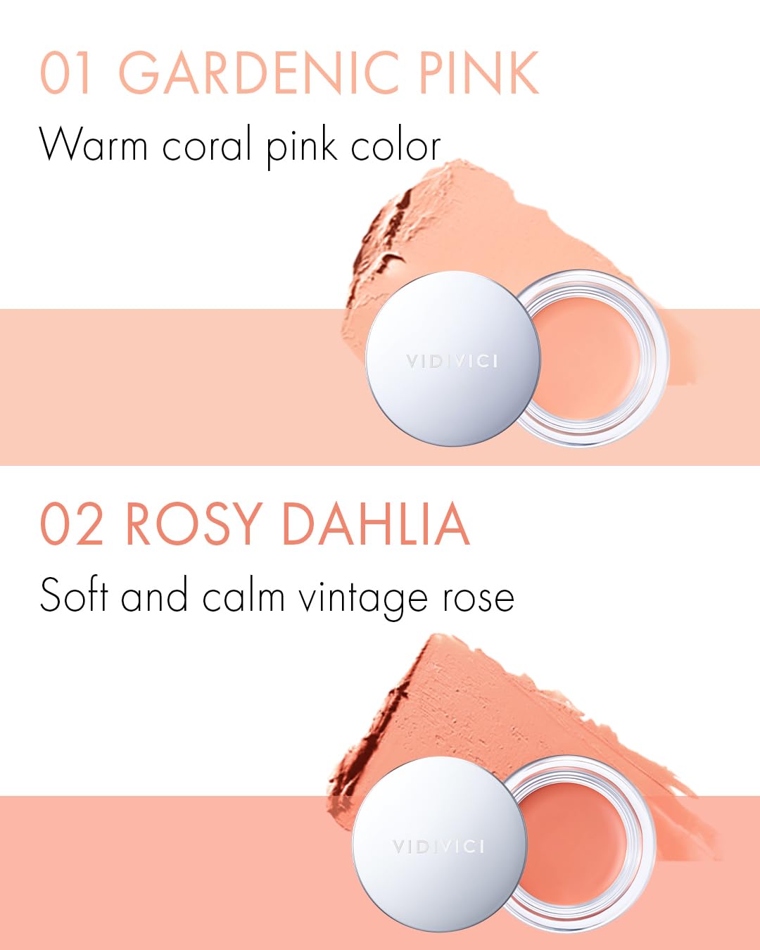 VIDIVICI Millennial Glow Cream Blush 01 Gardenic Pink - Creamy Face Cheek Blusher for Smooth & Silky Skin - Soft Satin Finish with Natural Color - For Fair to Light Skin Tone, 0.21 oz.