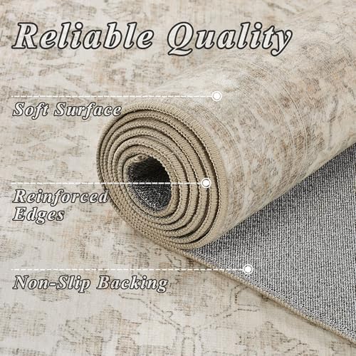 Schweek 2x8 Hallway Runner Rugs Washable Vintage Non Slip Kitchen Rugs Beige - Image 5
