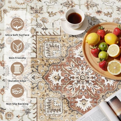cotiled 5ft Round Living Room Area Rug, Traditional - Image 3
