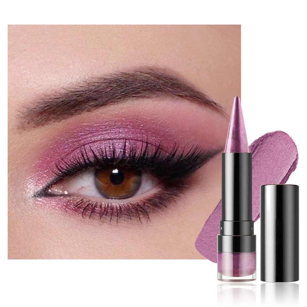 BINGBRUSH Glitter Eyeshadow Stick & Eyeliner Pencil, 4-in-1 Metallic Shimmer Cream Eyeshadow, Long-Lasting Waterproof Eye Brightener, Highly Pigmented Eye Makeup(#03-Rosy Spark)