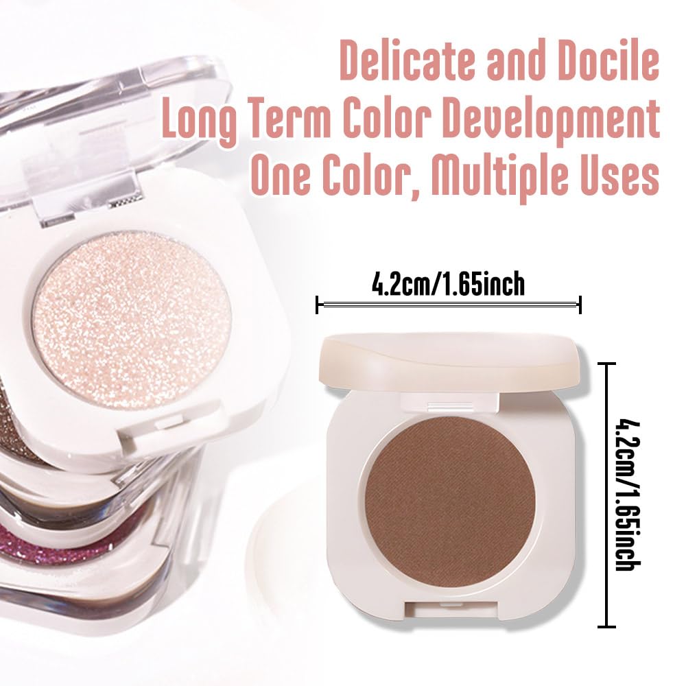 Matte Single Eyeshadow Palette Makeup for Green Blue Eyes, Dark Brown Matte Eyeshadow For Women, Holographic Multichrome Cream Iridescent Single Monochrome Eye Shadow Makeup