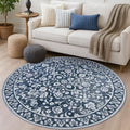 Vintage Washable Large Round Rug 6ft Circle Rug by SILOLOOM