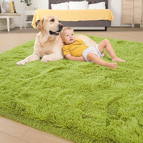 Tepook 8x10 Fluffy Grass Green Rugs - Image 4