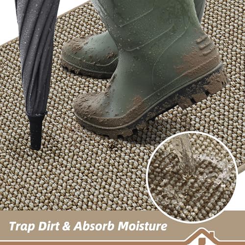 BEQHAUSE Dirt Trapper Door Mat 36" x 60", Non-Slip Washable, Light Beige - Image 3