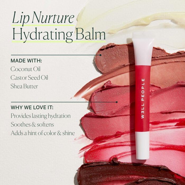 Well People Lip Nurture Hydrating Balm, Lip Balm For Hydration & Vibrant Sheer Color, Soothes & Softens Lips, Vegan & Cruelty-free, Coral Reef