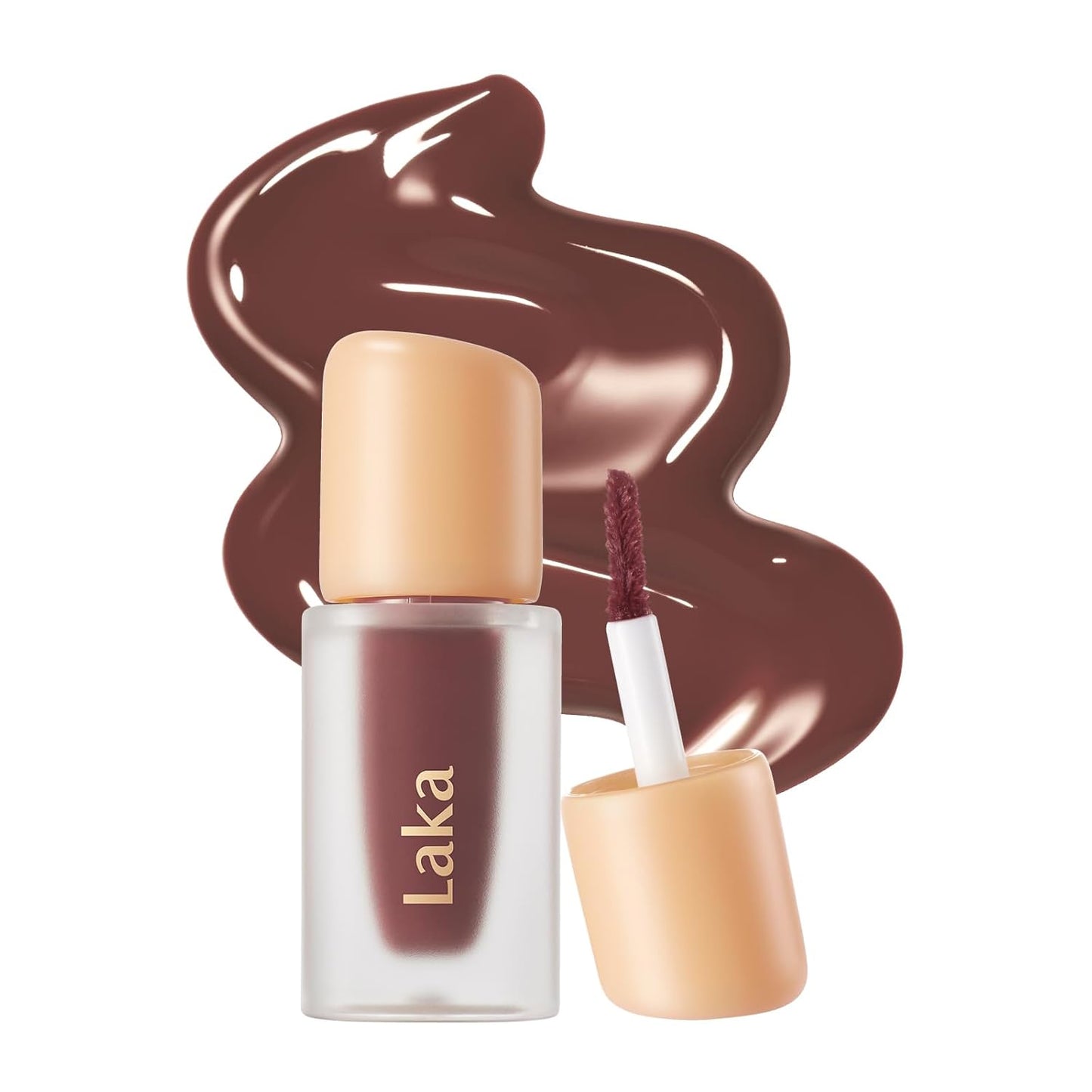 Laka Fruity Glam Lip Tint Mini, Glowing Lip Stain with Wide Color Spectrum, Hydrating & Lightweight Texture, Long-Lasting Bold Stain, Non-Sticky, Vegan, K-Beauty (#121 Ash Nut)