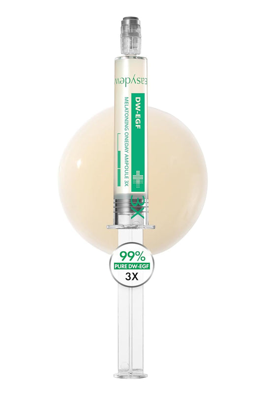 Easydew DW-EGF Melatoning Ampoule 3X - Hydrating Dark Spot Serum with Niacinamide & Glutathione for Uneven Skin - Fast Absorbing Day & Night Ampoule Korean Skin Care (Pump 0.27 fl oz, EGF 3X)