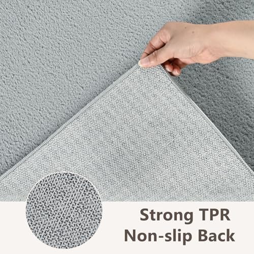 3x5 Light Grey Solid Area Rug Washable Non-Slip Soft - Image 6