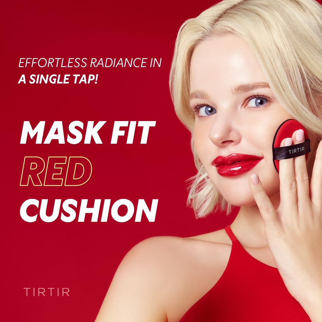 TIRTIR Mask Fit Red Cushion Foundation | Full coverage, Weightless, Skin fit, Satin Glow Finish, Korean Makeup BB Foundation, beauty, Tattoo cover up, Buildable (#45N Saddle Brown, 0.63 Fl Oz)