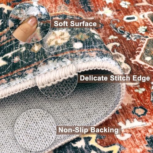 Yamaziot Washable Runner Rug, 2x6 Non-Slip Boho Vintage Hallway Kitchen Rug - Image 3