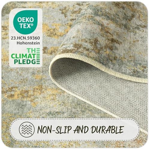 Green Rug Runners for Hallways Kitchen 2.6x8 Non Slip Washable Entryway Runner - Image 6