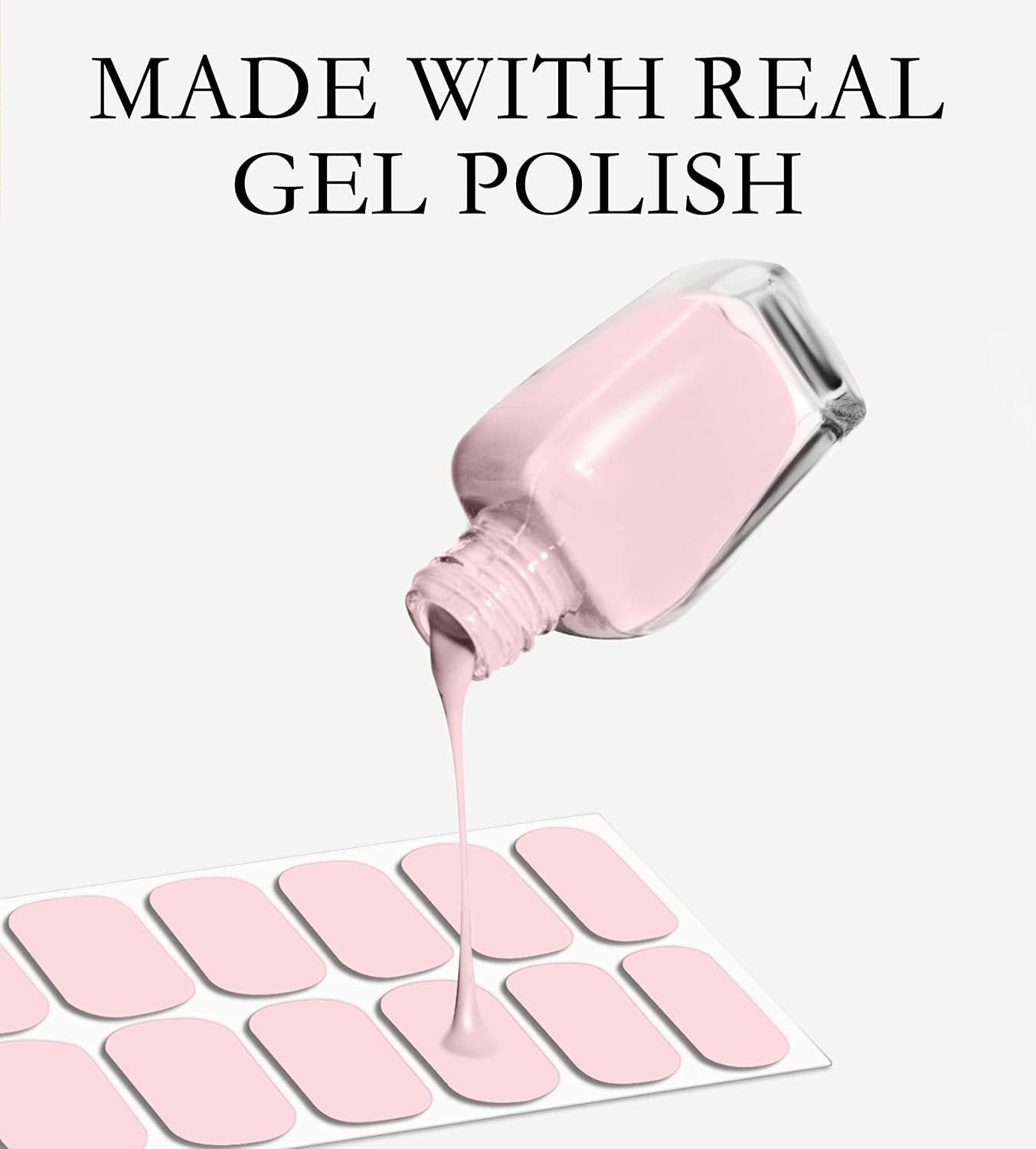 Nail Polish Strips, 44PCS Salon Quality Wraps with Top Coat, Long Lasting Gel Nail Stickers for Women Easy Apply& Remove (Nude Pink)
