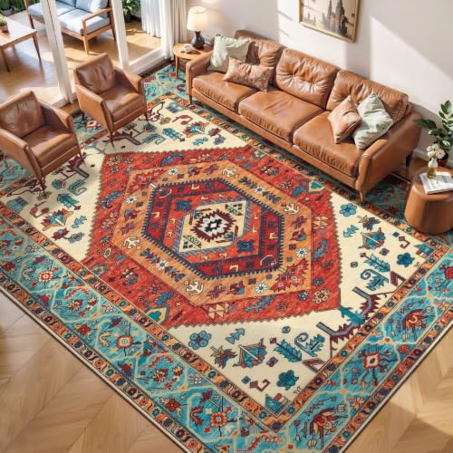 SERISSA 7x9 Washable Non Slip Boho Area Rug by SERISSAHomeDecorCollection