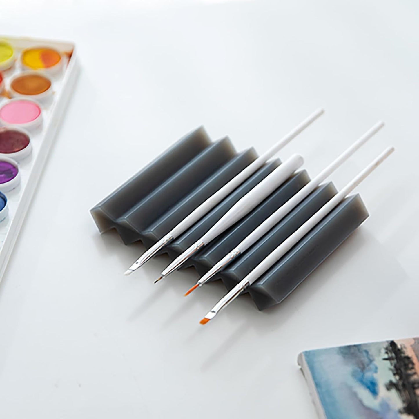 SHIMOYAMA Paint Brushes Holders, 2 Pack, Zigzag Soap Dish, Soap Holder for Watercolor Paintbrush, Bathroom, Black