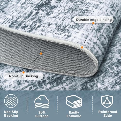 10x12 Area Rug for Living Room Bedroom: Non-Slip Modern Light Slate Blue - Image 5