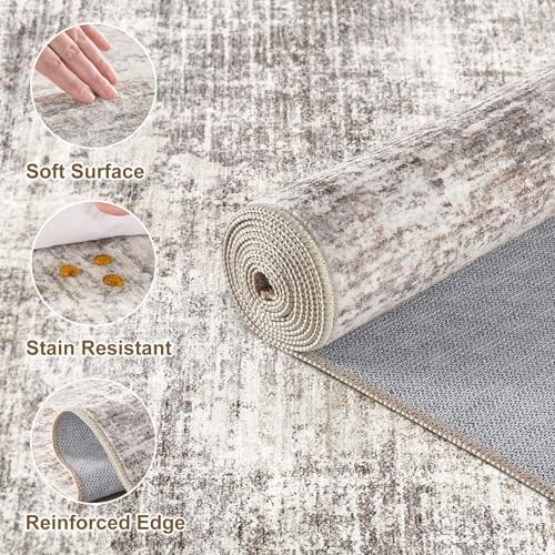 7x9 Area Rugs for Living Room Washable Soft Rug Greyish Brown - Image 6