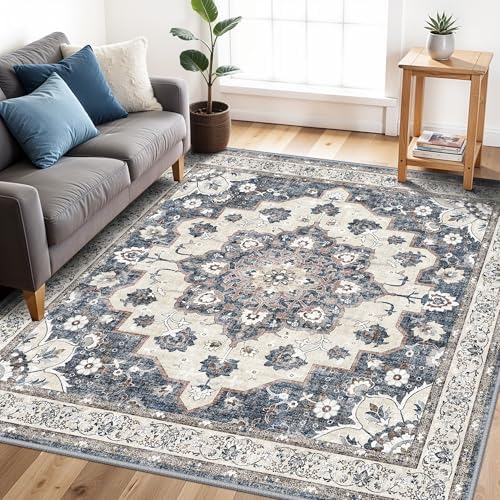 Living Room 5x5 Rug Square: Stain Resistant Area Rugs by HYHAOYUNLAI