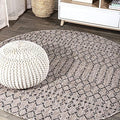 JONATHAN Y Moroccan Geometric Indoor Outdoor Round Area Rug 4 Ft Natural/Black by JONATHANY
