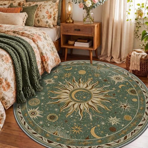 Vacuum-Friendly, Round 4ft Washable Area Rug - Image 2